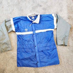 Men's Umbro Lightweight Windbreaker Jacket Coat Large Blue White Hooded